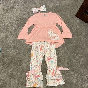 Pink Kids Matching Set with Bunny Print